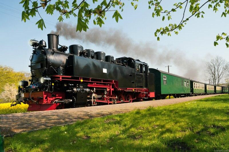 Steam Train Express Cars Bikes Painting By Numberss.png