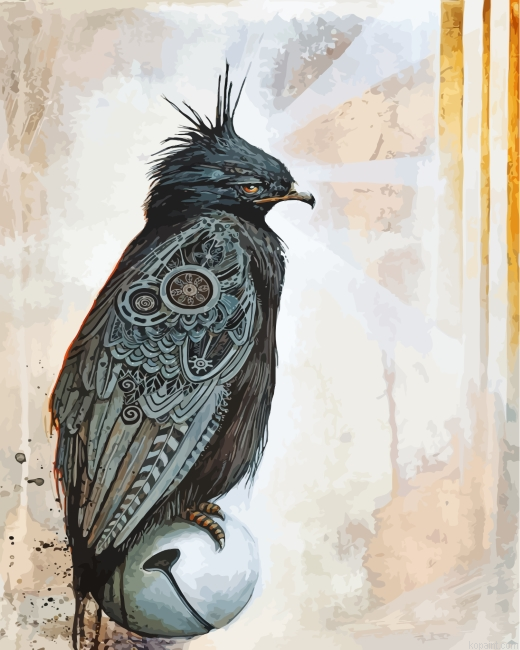 Steampunk Black Bird Art Painting By Numberss.png