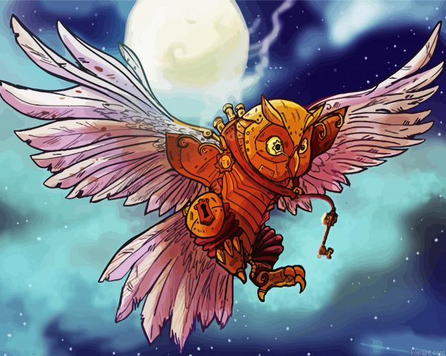 Steampunk Owl Flying Paint By Numbers