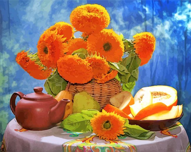 Still Life Flowers And Fruits Paint By Numbers