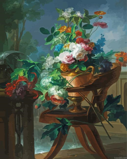 Still Life Flowers On Chair Painting By Numberss.png