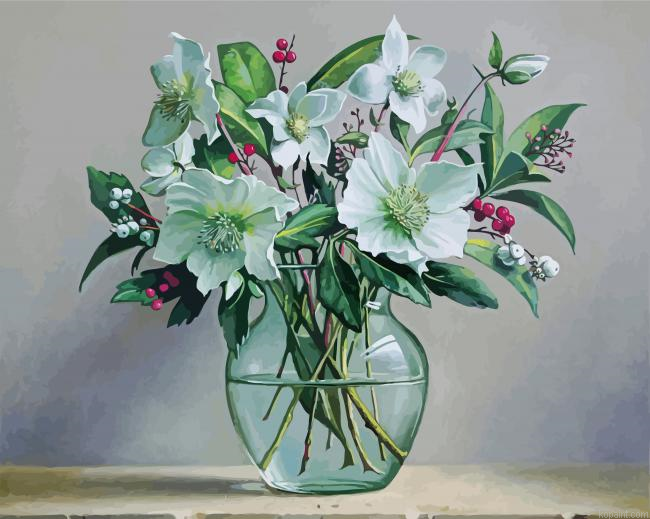 Still Life Magnolias In Glass Vase Painting By Numberss.png