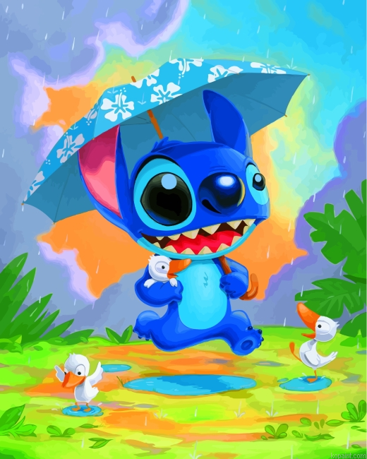 Stitch Enjoying The Rain Painting By Numberss.png