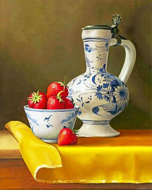 Strawberries Still Life Painting By Numberss.png