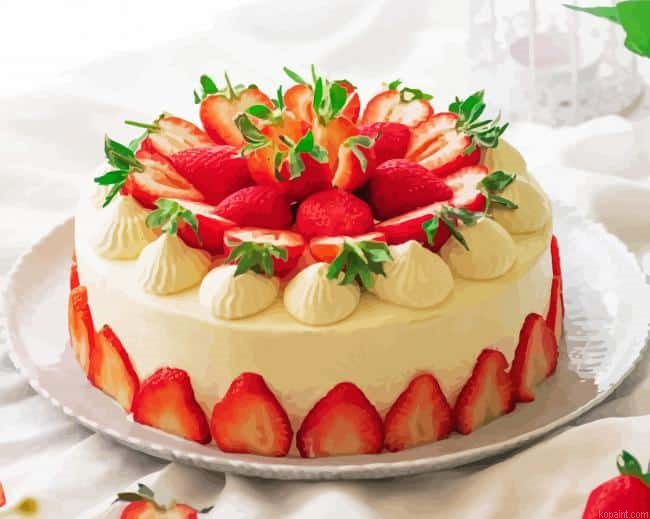 Strawberry Cake Art Painting By Numberss.png