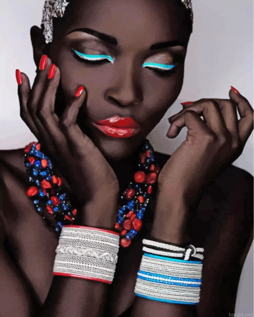 Stylish Black Woman Painting By Numberss.png