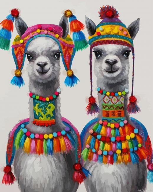 Stylish Llamas Animals Painting By Numberss.png
