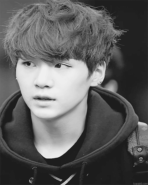 Suga Bts Black And White New Painting By Numberss.png