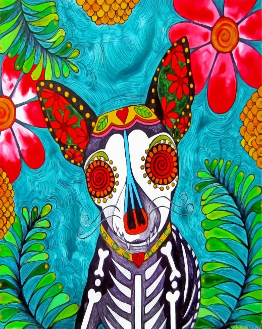 Sugar Skull Chihuahua Art Painting By Numberss.png
