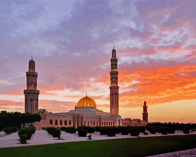 Sultan Qaboos Grand Mosque Sunset Painting By Numberss.png
