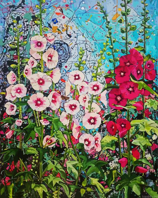 Summer Hollyhocks Painting By Numberss.png
