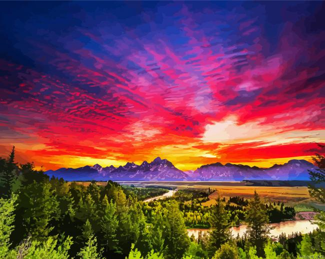Summer Sunset At Teton Painting By Numberss.png