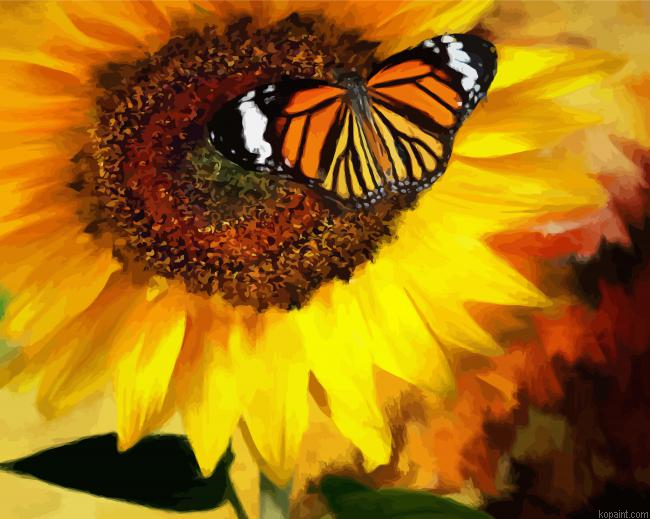 Sunflower And The Butterfly Painting By Numberss.png