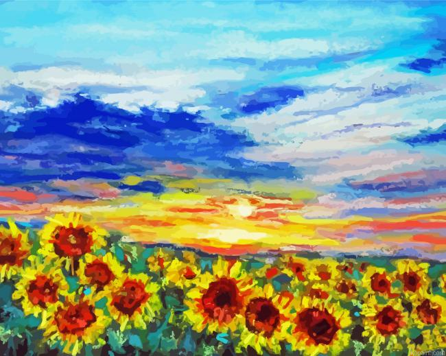 Sunflower Landscape Art Painting By Numberss.png