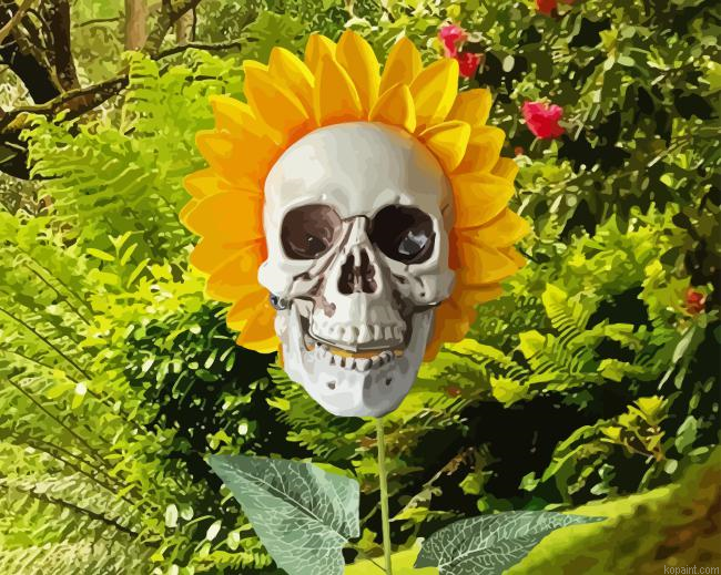Sunflower Skeleton Garden Painting By Numberss.png