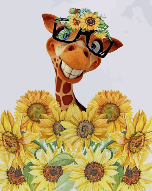 Sunflowers Giraffe Painting By Numberss.png