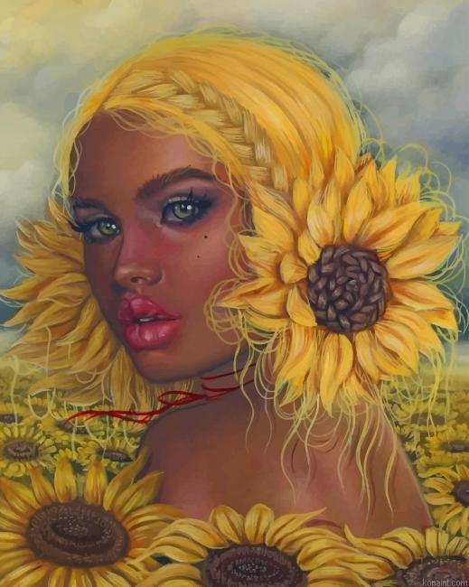 Sunflowers Girl New Painting By Numberss.png