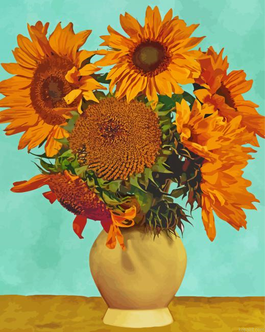 Sunflowers In A Vase Art Paint By Numbers