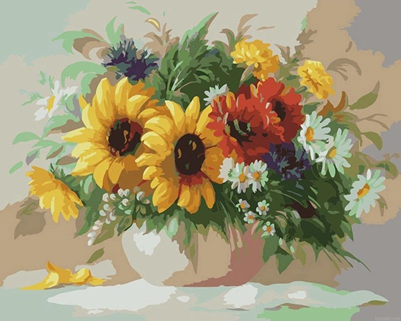 Sunflowers Wall Art Abstract Painting By Numberss.png