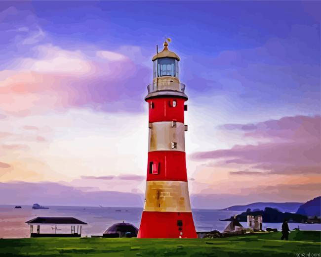 Sunrise At Plymouth Lighthouse Painting By Numberss.png