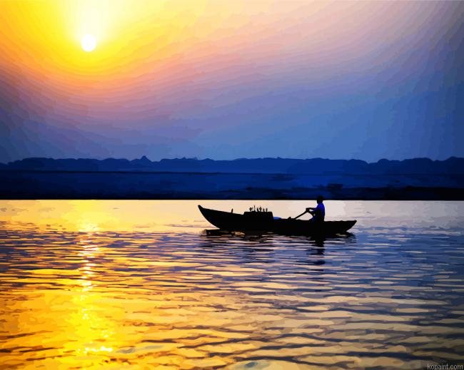Sunrise On The Ganges River Painting By Numberss.png