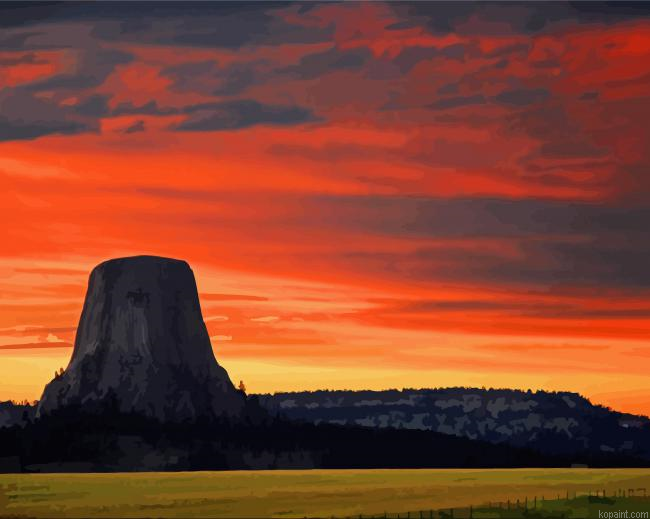 Sunset At Devil Tower Painting By Numberss.png