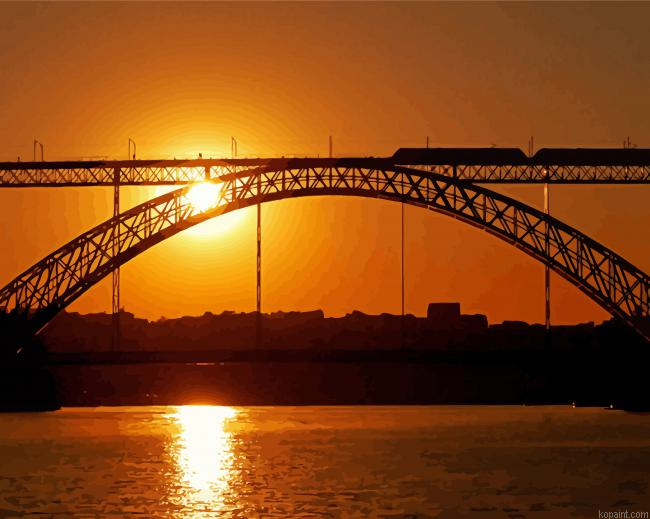 Sunset At Dom Luis Bridge Painting By Numberss.png