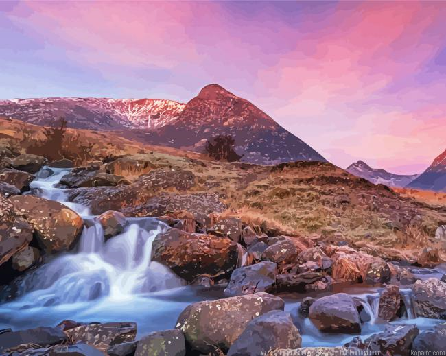 Sunset At Isle Of Arran Glen Rosa Paint By Numbers