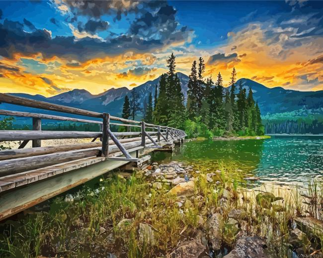 Sunset At Jasper Park Paint By Numbers