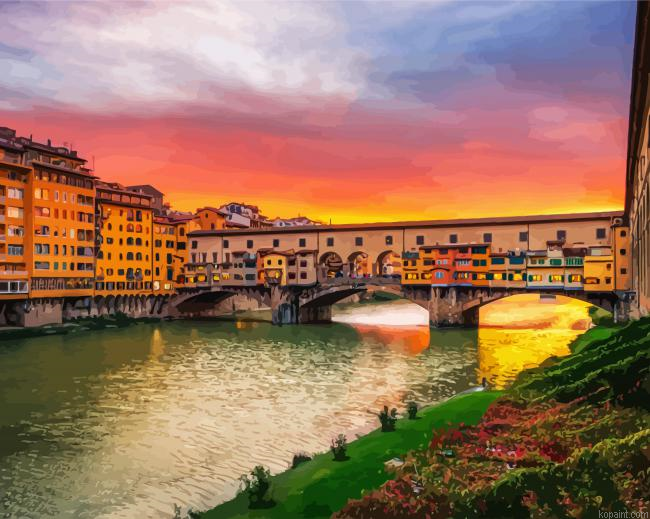 Sunset At Ponte Vecchio Paint By Numbers