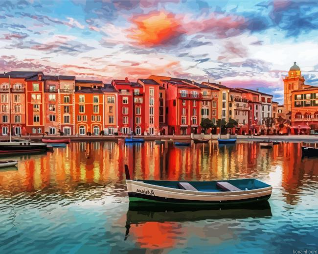 Sunset At Portofino Paint By Numbers
