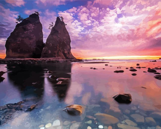 Sunset At Rialto Beach Washington Painting By Numberss.png