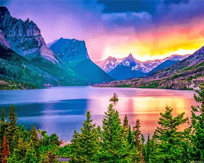 Sunset At Glacier National Park Painting By Numberss.png