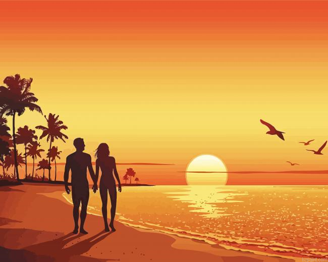 Sunset Couple On Beach Paint By Numbers.png