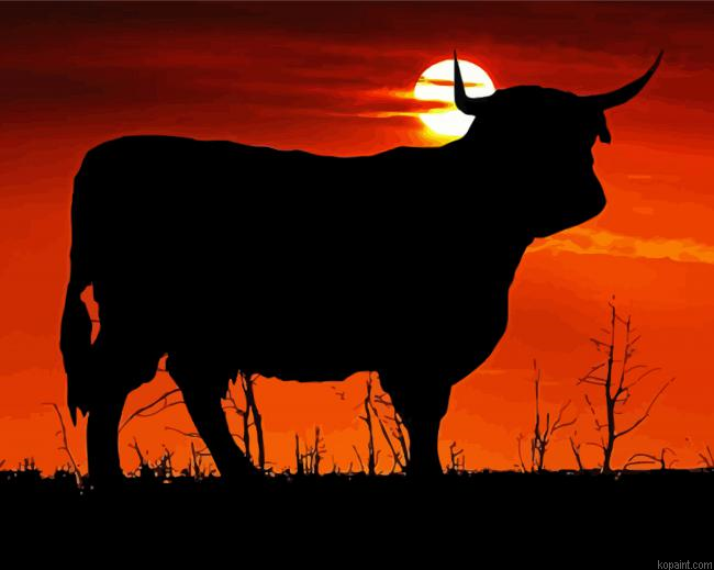 Sunset Cow Silhouette Painting By Numberss.png