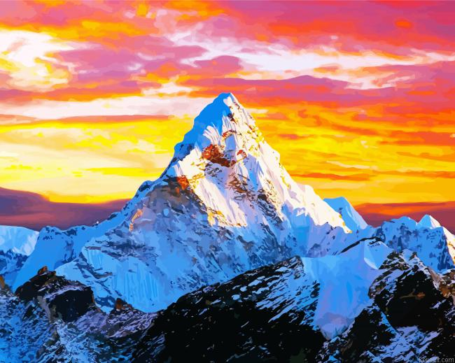 Sunset In Annapurna Mountains Painting By Numberss.png