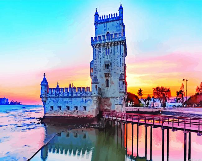 Sunset In Belem Tower Painting By Numberss.png
