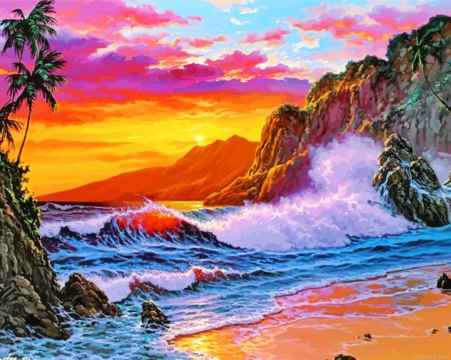 Sunset On Beach Painting By Numberss.png
