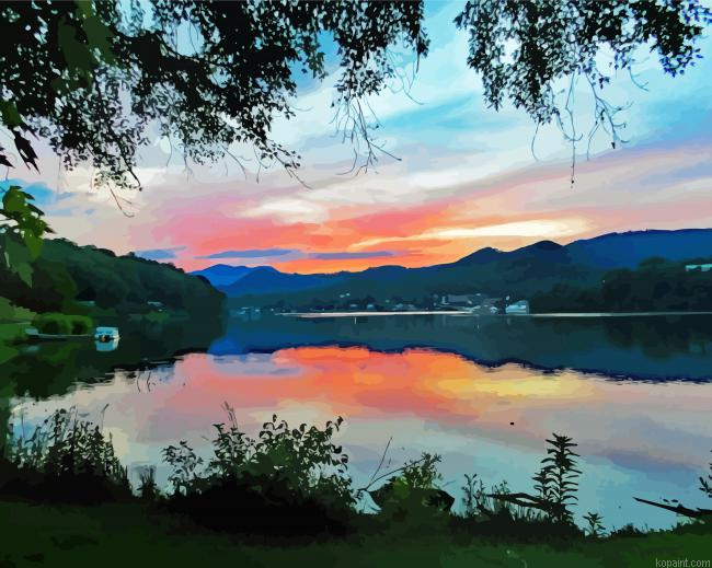 Sunset Over Lake Junaluska Painting By Numberss.png