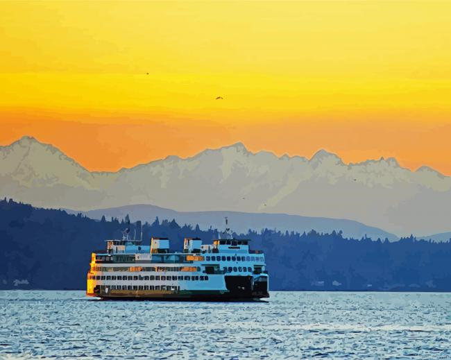 Sunset Over Olympic Mountains Paint By Numbers