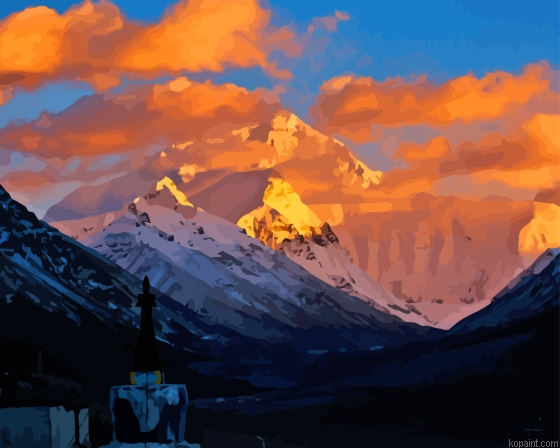 Sunset Over Tibet Mountain Painting By Numberss.png