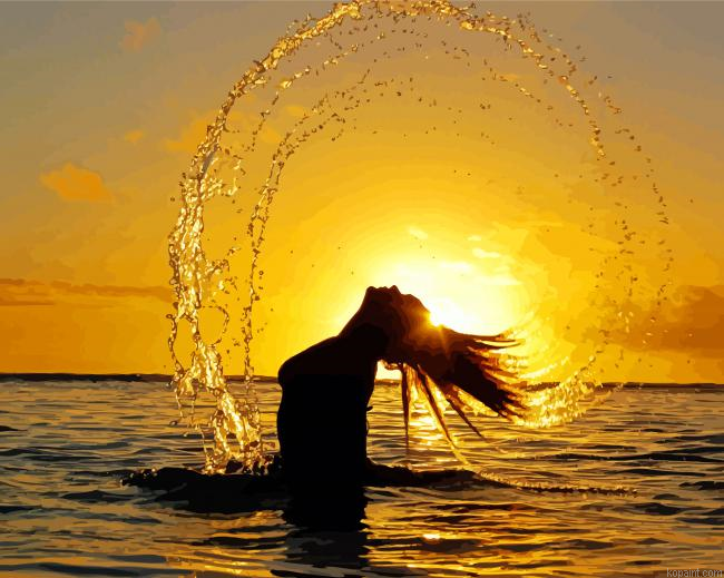 Sunset Sea Girl Paint By Numbers