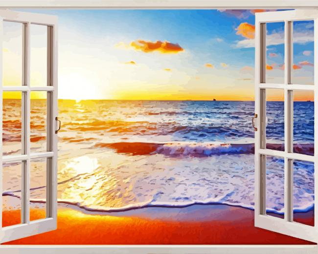 Sunset Seascape Window Painting By Numberss.png