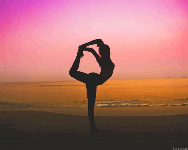 Sunset Silhouette Gymnastic Girl Painting By Numberss.png
