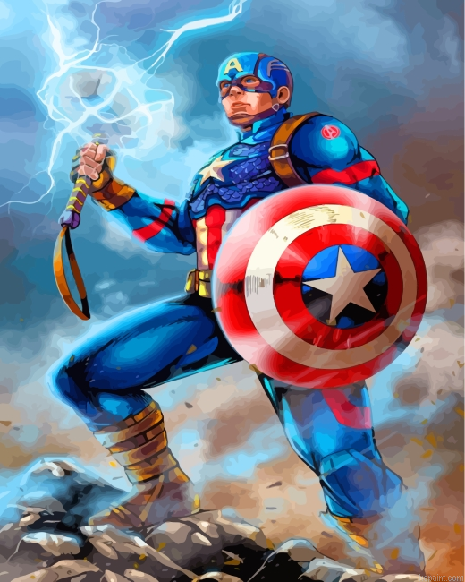 Superhero Captain America Painting By Numberss.png