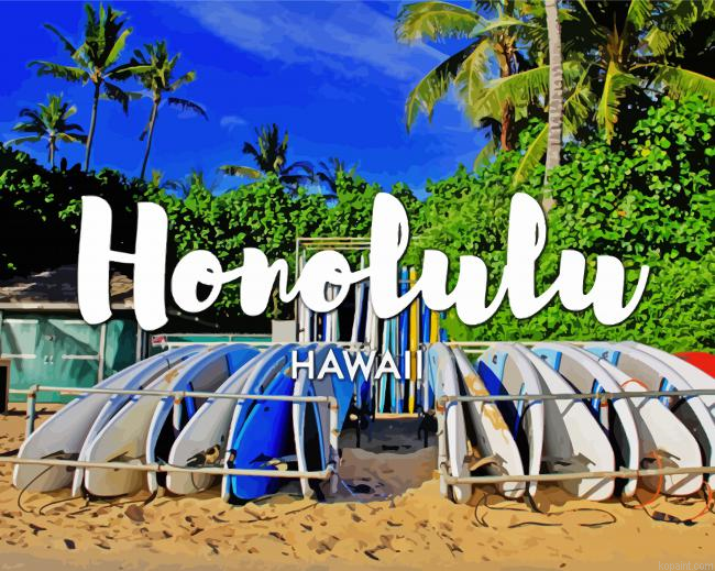 Surf Boards Honolulu Hawaii Painting By Numberss.png