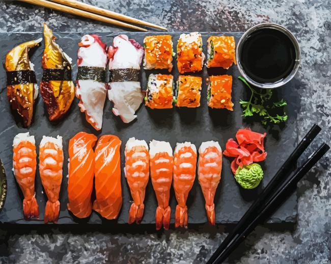 Sushi Asian Food Painting By Numberss.png