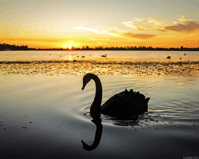 Swan Bird Silhouette Painting By Numberss.png