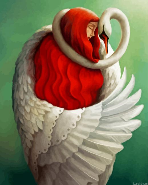 Swan Hugging Girl Painting By Numberss.png