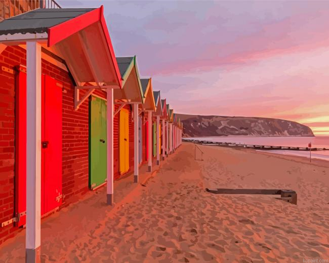 Swanage Sunset Beach Paint By Numbers
